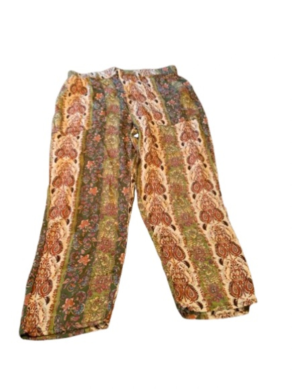 Zara XL Boho Paisley Pants Floral Print Elastic Waist